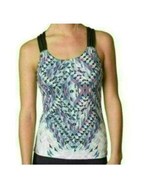 Prana Phoebe Women's Small Purple Multicolor Crisscross Strap Support Tank Top